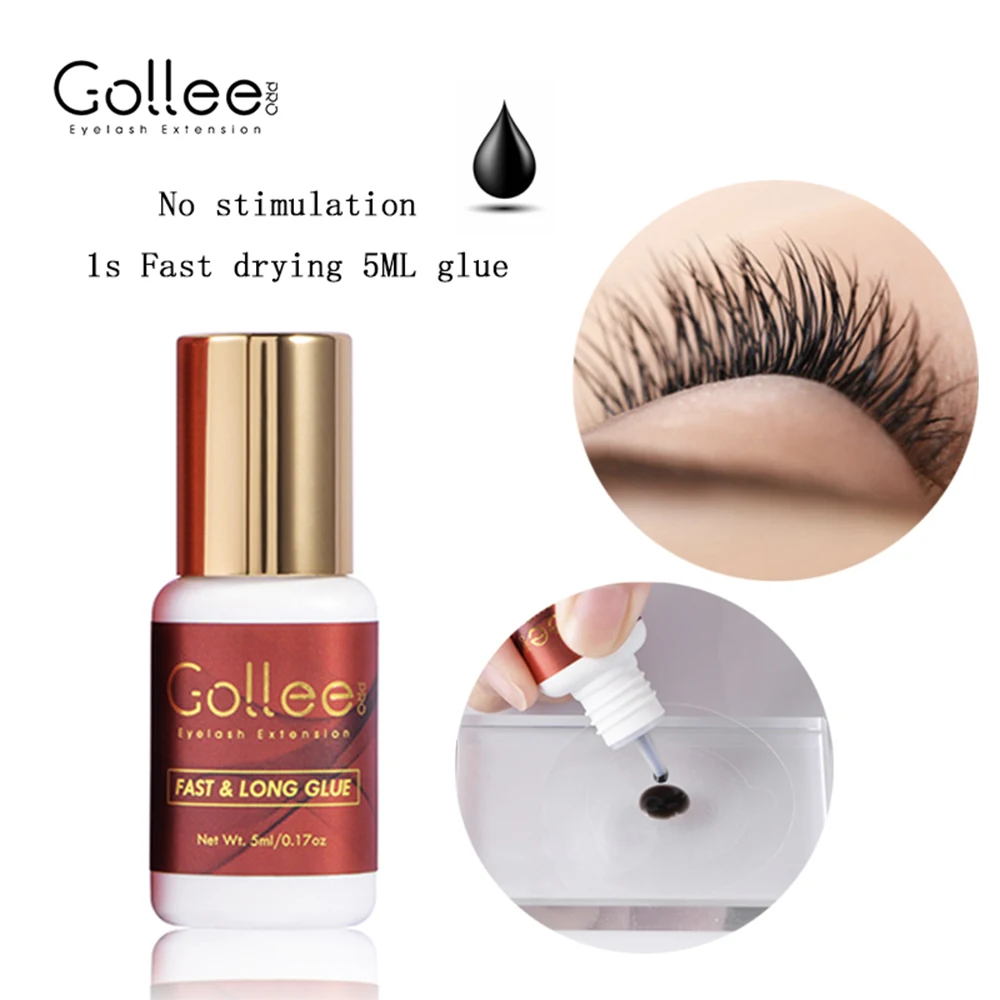 Gollee Lash Extension Glue Makeup Tools 5Ml Lash Glue Colla Per Extension Ciglia All'Ingrosso Impermeabile 1S Estensione Ciglia Ad Asciugatura Rapida