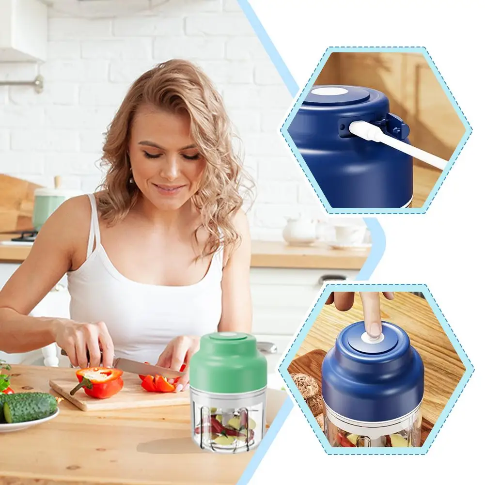 Description Picture 3 of itemMini Wireless Electric Garlic Crusher Portable 320ml Chopper USB Charging Ginger Chili Vegetable Masher Kitchen Machine