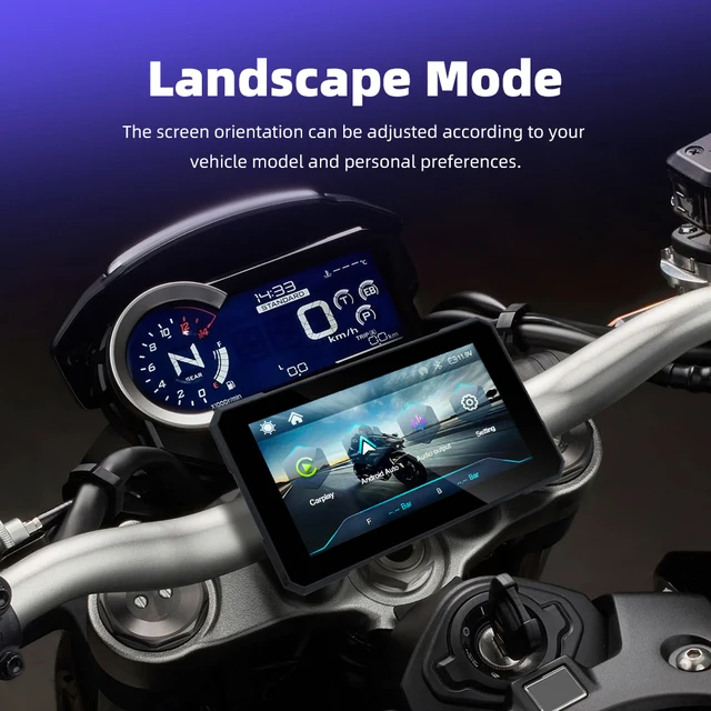 EKIY Wireless CarPlay Moto Android Auto 5.0 inch Portable Digital Dashboard Motorcycle Navigation GPS Removable Display Screen