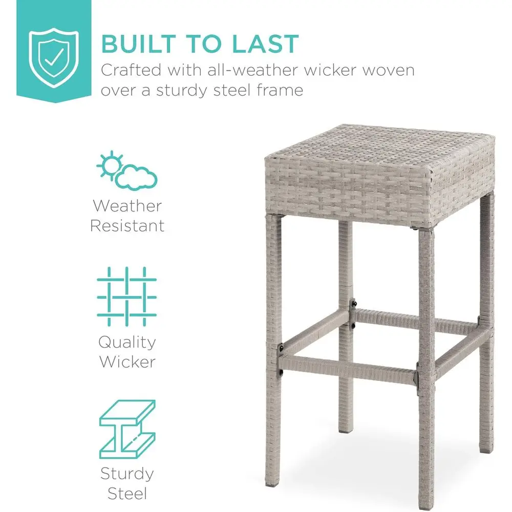 5-Piece Outdoor Wicker Bar Set – Metal Tabletop with Storage & Bottle Opener 5