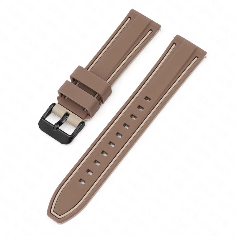 Universal Double Color Waterproof Sport Silicone Watch Strap, Quick Release Rubber Band, Unisex Bracelet