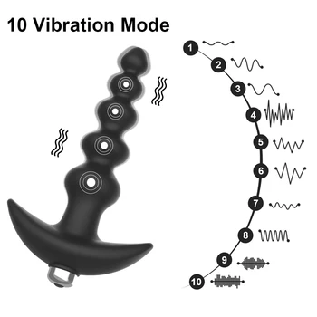 2 In 1 Vibrating Anal Beads Butt Plug Tapered Design Silicone Prostate Massager Bullet Vibrator Sex Toys for Men Women Couples 2