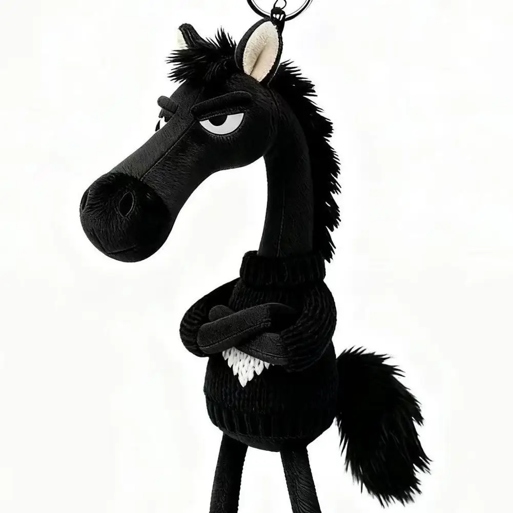 Plush Black Horse Keychain and Backpack Pendant: 2026 Year of the Horse Mascot