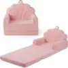 Kids Couch, 2-in-1 Soft Toddler Couch Fold Out, , Pink 1