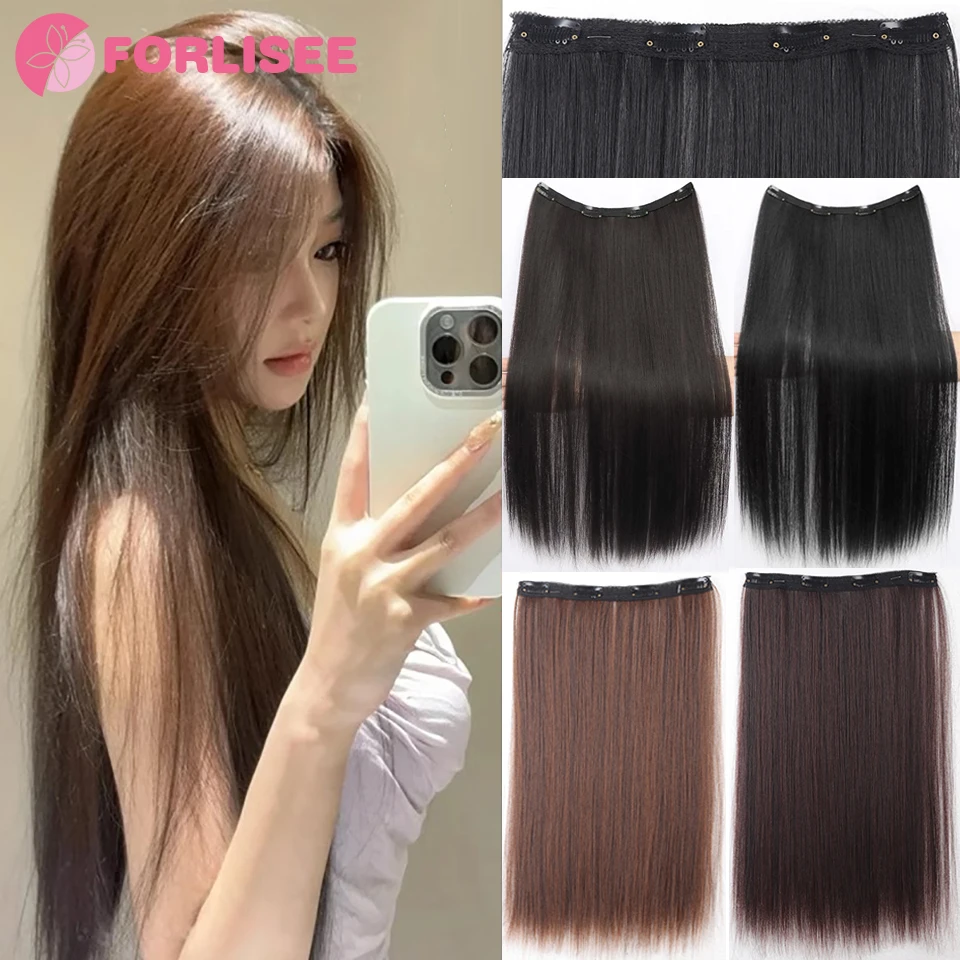 Hair Extensions Synthetic Long Straight Clip In One Piece 4 Clips Inner Layer Hidden Hair Color Piece