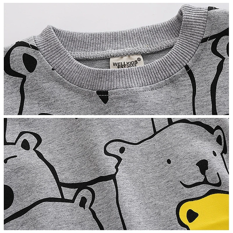 XUANMU Spring Autumn Cartoon Bear Print Cute Boys' Long Sleeve Sweatshirt Fashionable O-neck Casual Kids Pullover Tops XB078_voghion.com