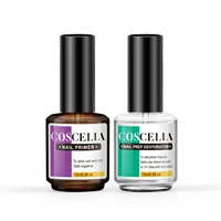 COSCELIA Nail Primer and Dehydrator for Acrylic Nails No Burn Fast Air Dry Nail Prep Dehydrator and Strength Primer Set 8/15ml 1