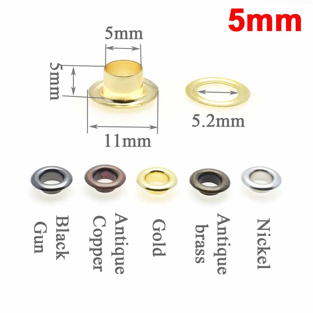 100 Pcs/Pack Metal Eyelets Grommets 3MM 4MM 5MM for Leather Craft DIY Scrapbooking Shoes eyelet grommet ring kit eyelet grommet ring grommet eyelet kit screw back eyelets