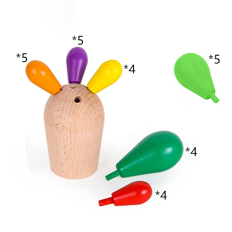 toys for Early Education Wooden Balancing Cactus Toy Removable Building Blocks for Baby Kids Developmental Intelligence Toy