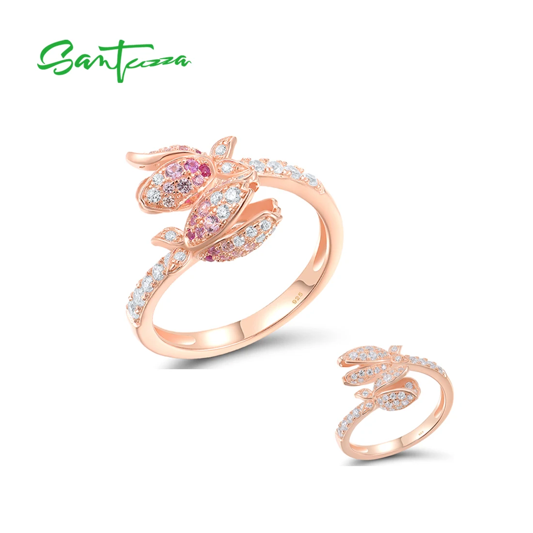 SANTUZZA 925 Anillos De Plata Esterlina Para Mujer Verde Azul Espinela Blanca Cz Piedras Preciosas Anillos Originales Regalos De Boda Joyeria Fina