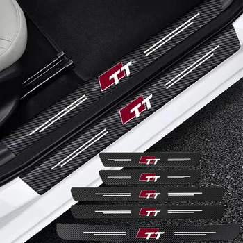 Auto Carbon Fiber Decals Stickers Car Door Threshold Scuff For Audi TT 2009 2010 2012 2013 2014 2015 2016 2017-2024 Accessories 1