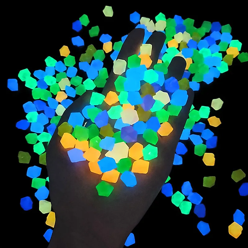 300Pcs Mix Color Garden Luminous Stones Pebbles Glow In Dark Outdoor Trail Home Aquarium Decorations DIY Craft Accessories
