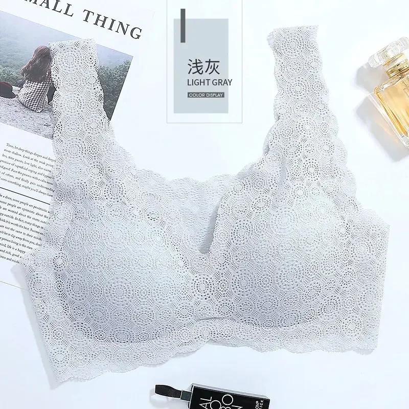 Elegant Seamless Lace Bra with Pads - Breathable Lingerie