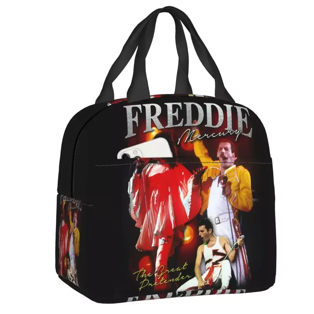 

Freddie Mercury Logo Thermal Insulated Lunch Bags British Singer Rock Band Resuable Lunch Container Multifunction Food Box