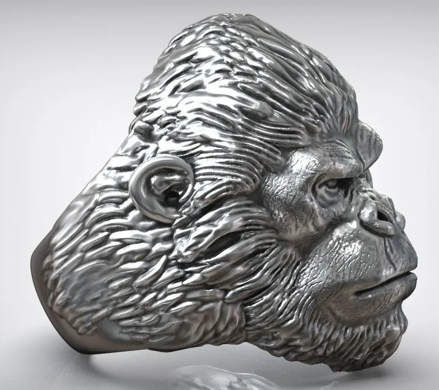 28g 3D African Gorilla Monkey King Wild Animal Mens Rings Real  Customized 925 Solid Sterling Silver Ring Many Sizes 9-13