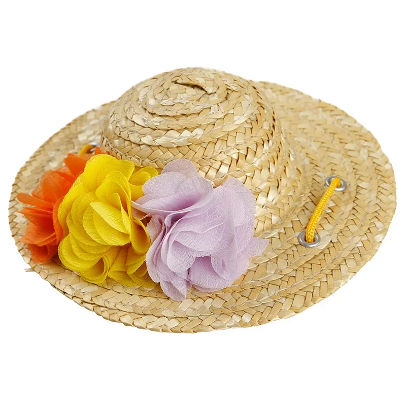 thumbnail image 1 of Sombrero mexicano con hebilla ajustable para perro y gato, sombrero de paja fresco, sombrero para mascota, sombreros de paja multicolores para mascotas, para cachorros, perros pequeños, medianos y gra, 1 of 5