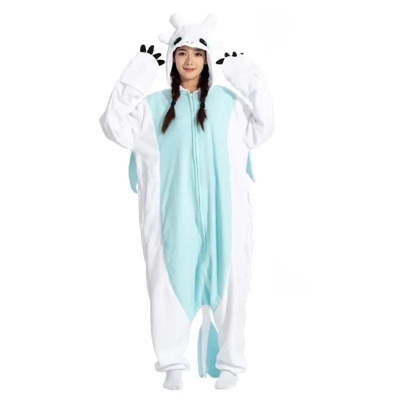 

White animal Kigurumi adults onesies women men pajamas Halloween costumes cosplay jumpsuit Christmas gift