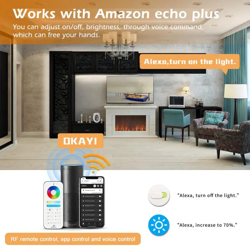 

Compatible With Hub Smart Home Support Tuya App/smartthings App Support 2.4g Rf Tuya Smartthings App Voice Control Dc12-24v Tuya