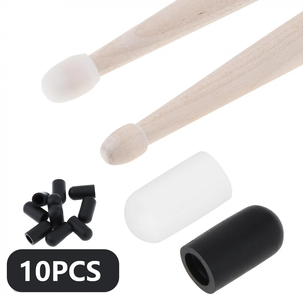 10Pcs Silicone Drum Stick Sleeves Stick Head Protective Mute Cover Cap for Jazz Snare Electronic Dumb Drum Exercise Drumstick silicone drum stick clip quick drumstick holder drum sticks storage bracket dropship