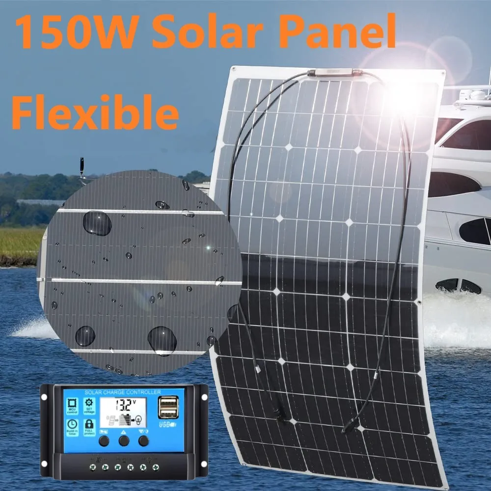 100W 120W 18V Flexible Solar Solar Panel Kit Complete with 30A Charger Controller for Camping 12V Fotovoltaic System solar panel kit