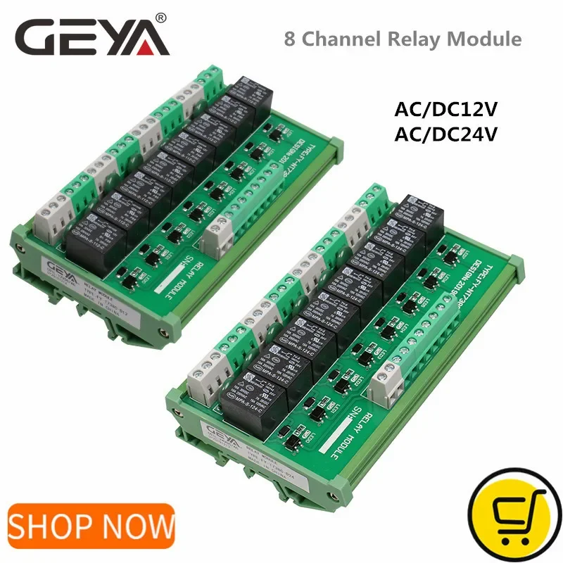 GEYA-8-Channel-Interface-Relay-Module-12VACDC-24VACDC-DIN-Rail-Panel ...