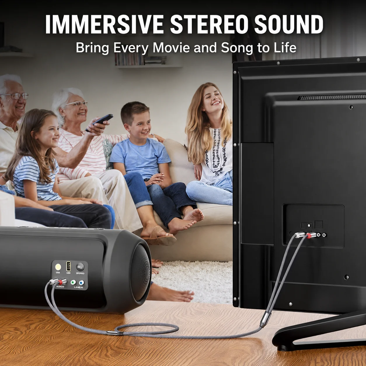 Premium Braided Stereo Audio Cable - Dual RCA Male Connectors for Amplifiers, Speakers, and Home Theater Sound Systems
