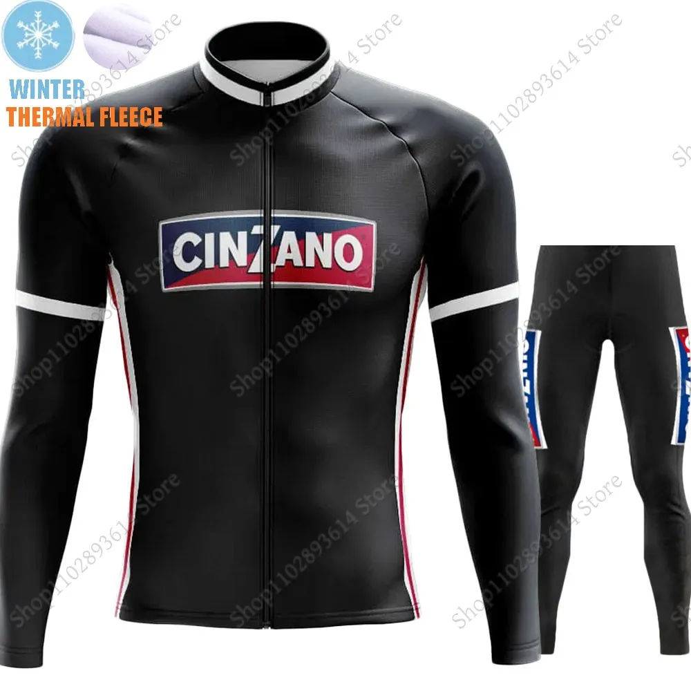 Cinzano-Italy Drink Beer Cycling Jersey Set Men Winter Clothing Suit Long Sleeve MTB Bike Road Pants Wear Maillot