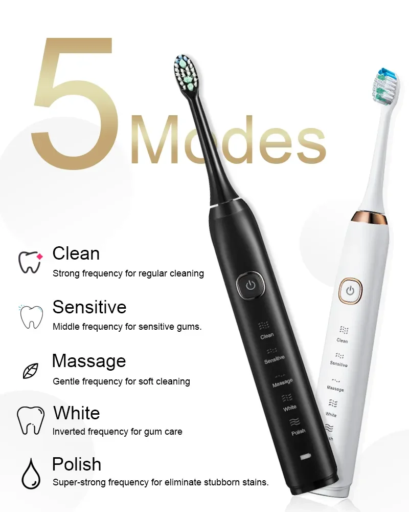 Sonic Elektrische Zahnbürste Smart Ultraschall Dental Zähne Bleaching Wiederaufladbare Erwachsene Zahnbürste Sarmocare S100 Mit 8 Bürstenkopf – Detail 4
