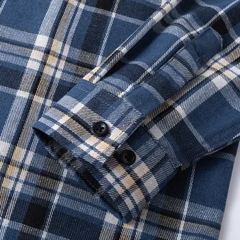 Men Shirt Plaid Flannel Long Sleeve Yellow Loose Mens Casual Shirt Oversized Spring Autumn Comfortable Male Soft Dress Shirt 6