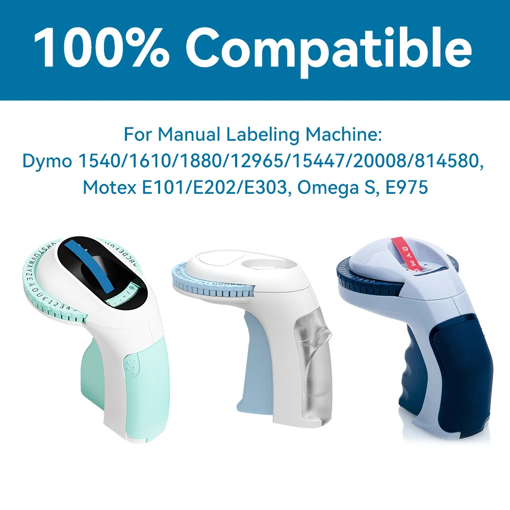 5 팩 혼합 색상 3D 엠보싱 PVC 라벨 테이프 9mm 호환 Dymo 수동 라벨 메이커 Motex E101 1610 1880 12965 라벨 프린터