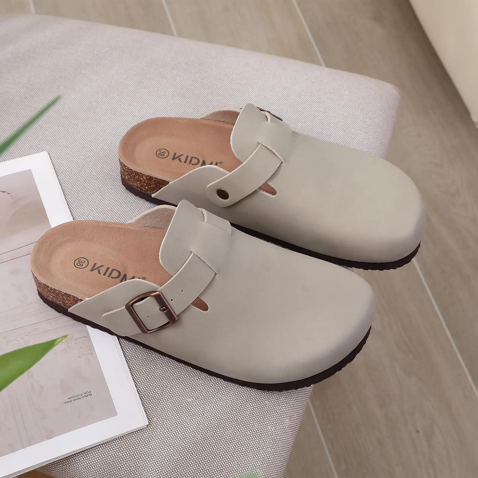 Kidmi Summer Slippers Women Cork Slippers Classic Clogs For Women Mules Fashion Leather Slippers Outdoor Soft Beach Slippers 6