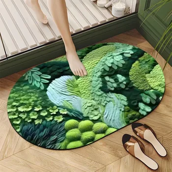 규조토 진흙 샤워 룸 매트, 열대우림 패턴 흡수성 목욕 매트, 미끄럼 방지 욕조 바닥 매트, 이끼 욕실 매트, 주방 카펫
