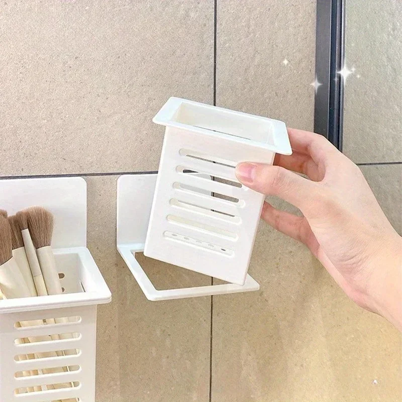 Wall Mounted Toothpaste Holder Drain Rack Self-adhesive Toothpaste Toothbrush Storage Rack Bathroom Daily Necessities Organizer toothbrush holder bathroom storage rack