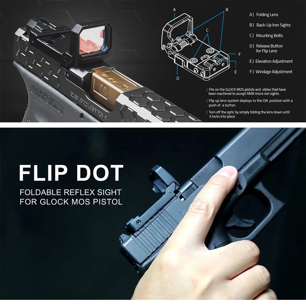 Mira telescópica de Rifle Glock para caza, Mini Rifle RMR, punto rojo, mira  para