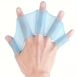 Silicone Webbed Swim Gloves for Aquatic Fitness and Diving (SKY BLUE)