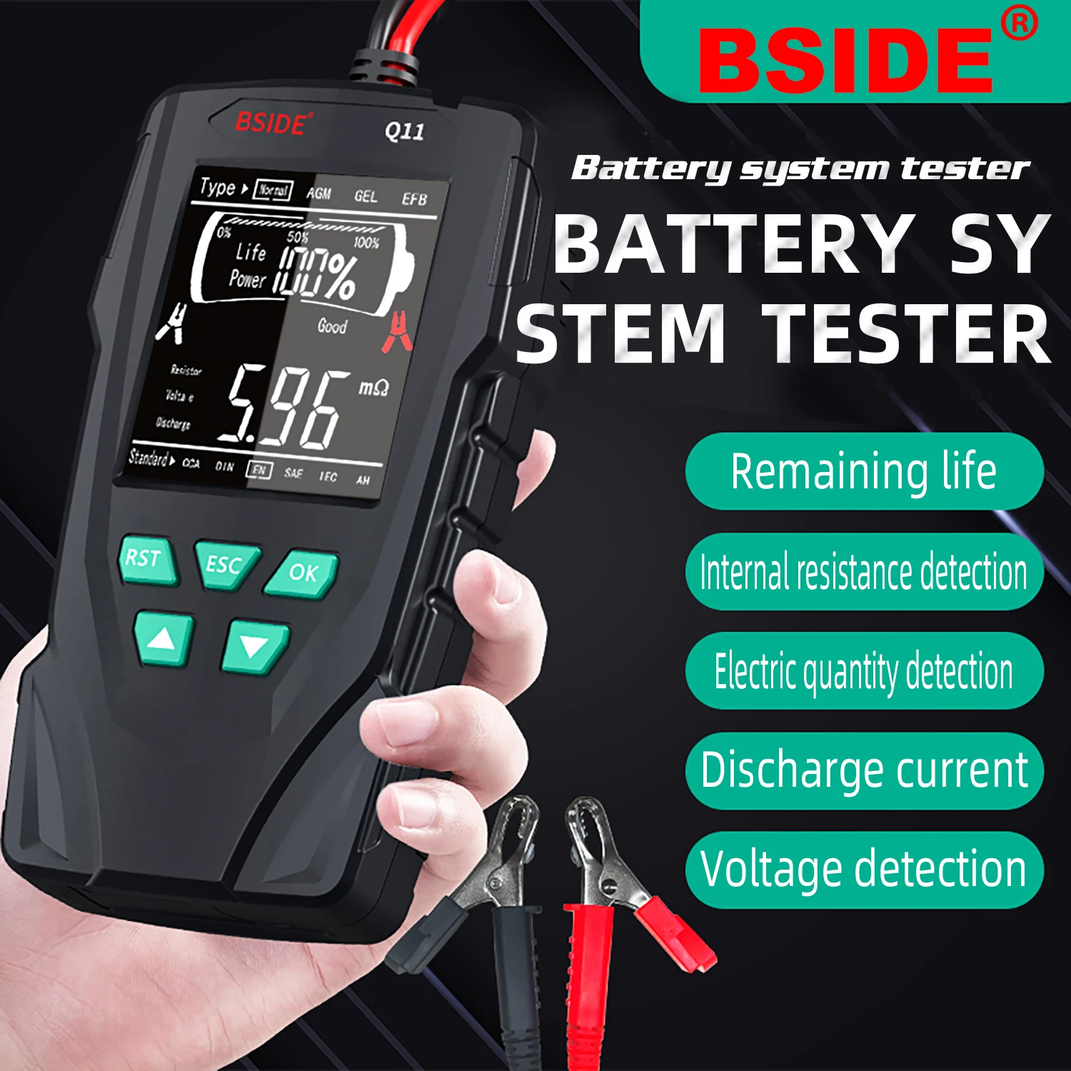 

BSIDE Professional 12V 24V Car Battery Tester Digital Automotive Battery Diagnostic Tester Motorcycle Lead Acid Battery Analyzer