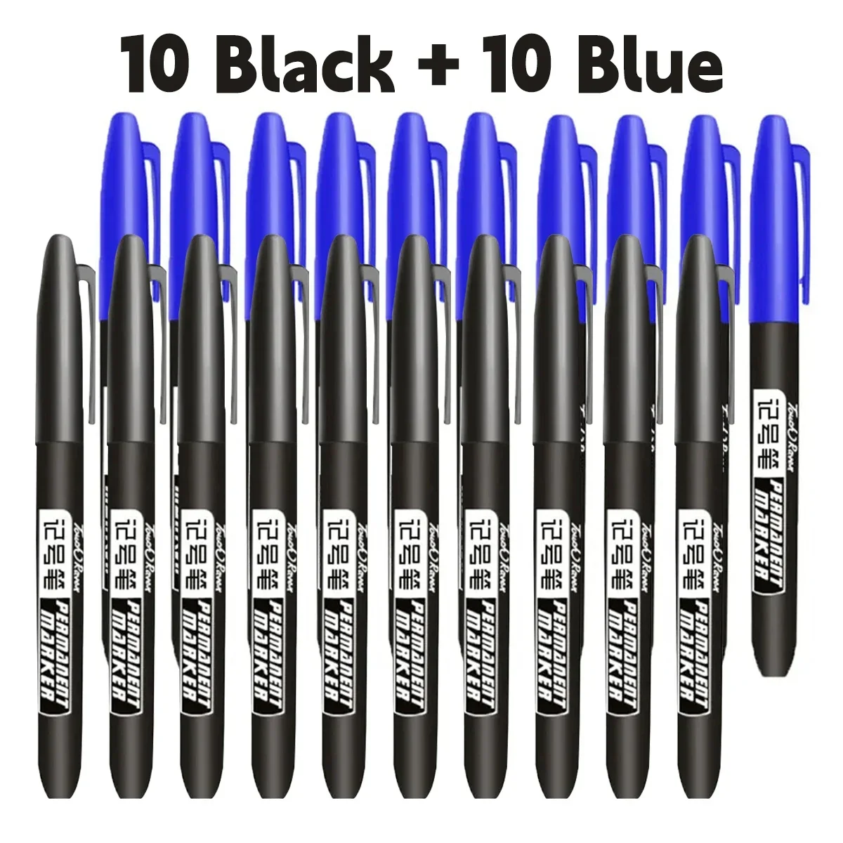 Multi-Pack Permanent Marker Set - Fine and Thick Nibs, Waterproof Ink - Black, Blue, Red