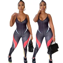 

Spring Summer Jumpsuit Women Sling Print Joggers Fitness Sexy Romper One Piece Club Outfits Lounge Streetwear Wholesale Items