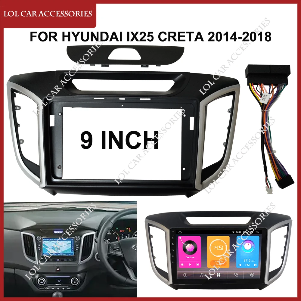 

9 дюймов для Hyundai IX25 CRETA 2014-2018 автомобильный радиоприемник Android MP5 плеер рамка 2 Din головное устройство Fascia стерео панель Крышка приборной панели