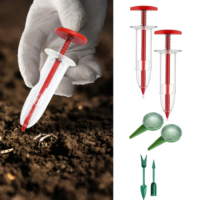 Mini Vetőmag -Adagoló Műanyag Kertészkedés Hordozható Multifunkcionális Piros Sárgarépa Saláta Fűmaghoz