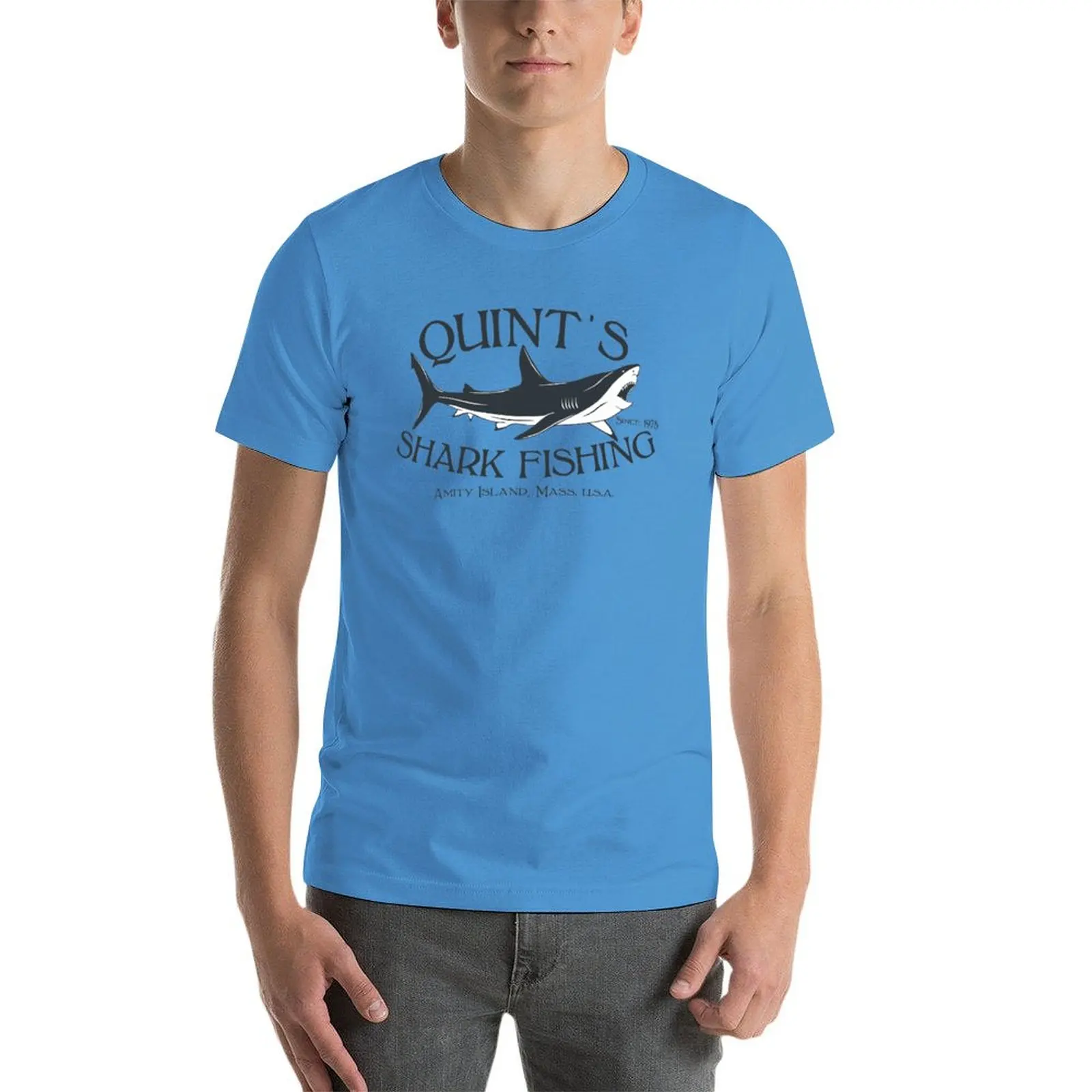 New Quint's Shark Fishing T-Shirt boys white t shirts funny t