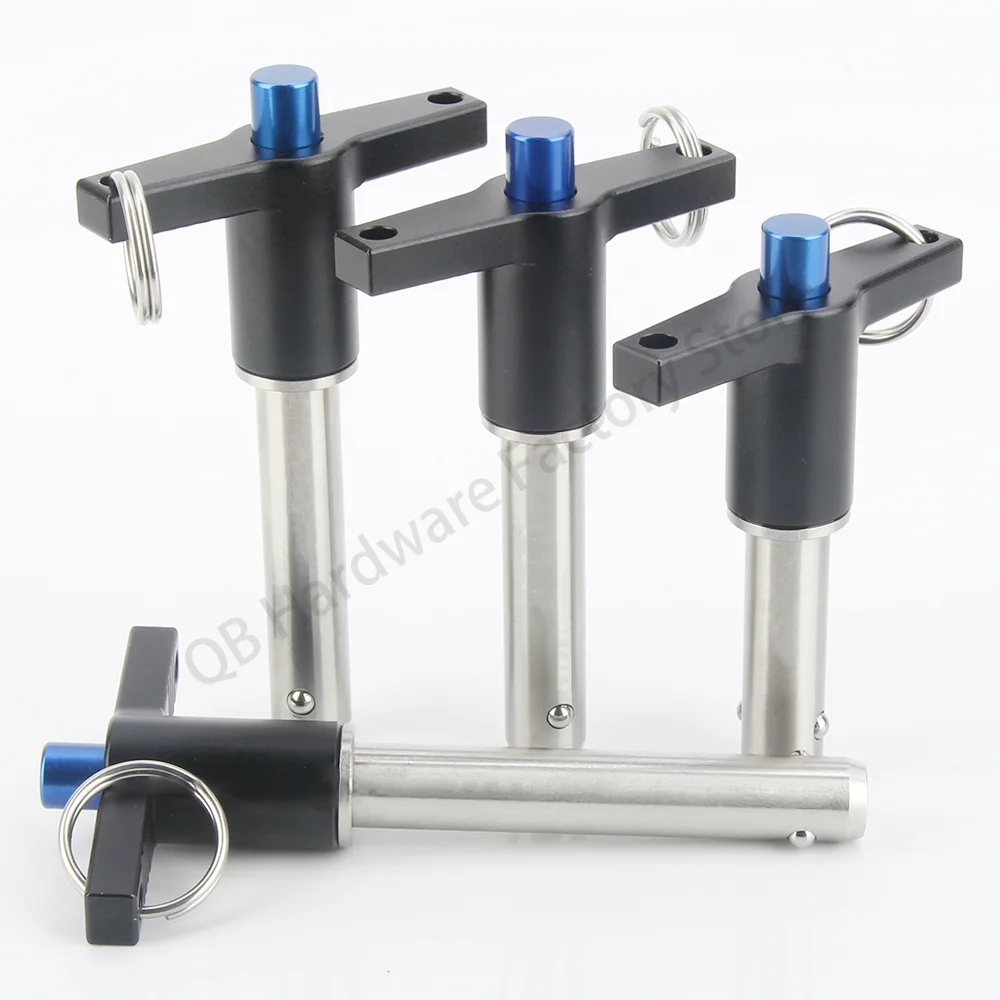 QB117 Factory Outlet Aluminum T-Handle Locating Safety Pins Button Quick Release Ball Head Lock Pins cylindrical locating dowel pin,stainless steel ball lock pins