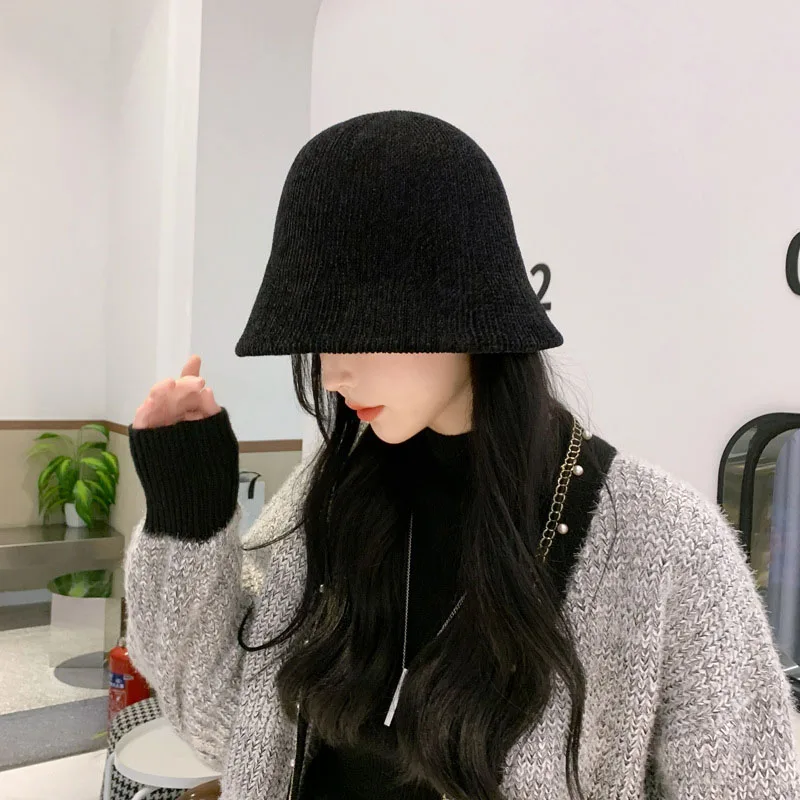 Ins 패션 단색 코듀로이 어부 모자, 용수철 가을 캐주얼 백 테이크 대야 버킷 캡, 야외 파나마 모자