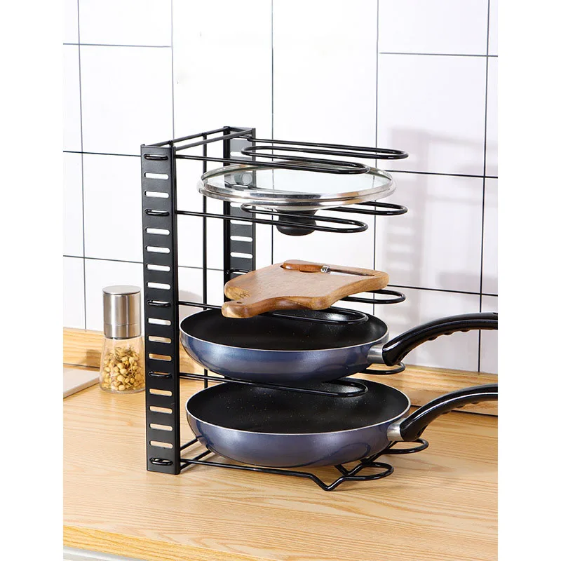 Grande étagère de rangement pour casseroles et poêles, avec séparateurs,  couvercle, poêle à frire, support de rangement pour la cuisine