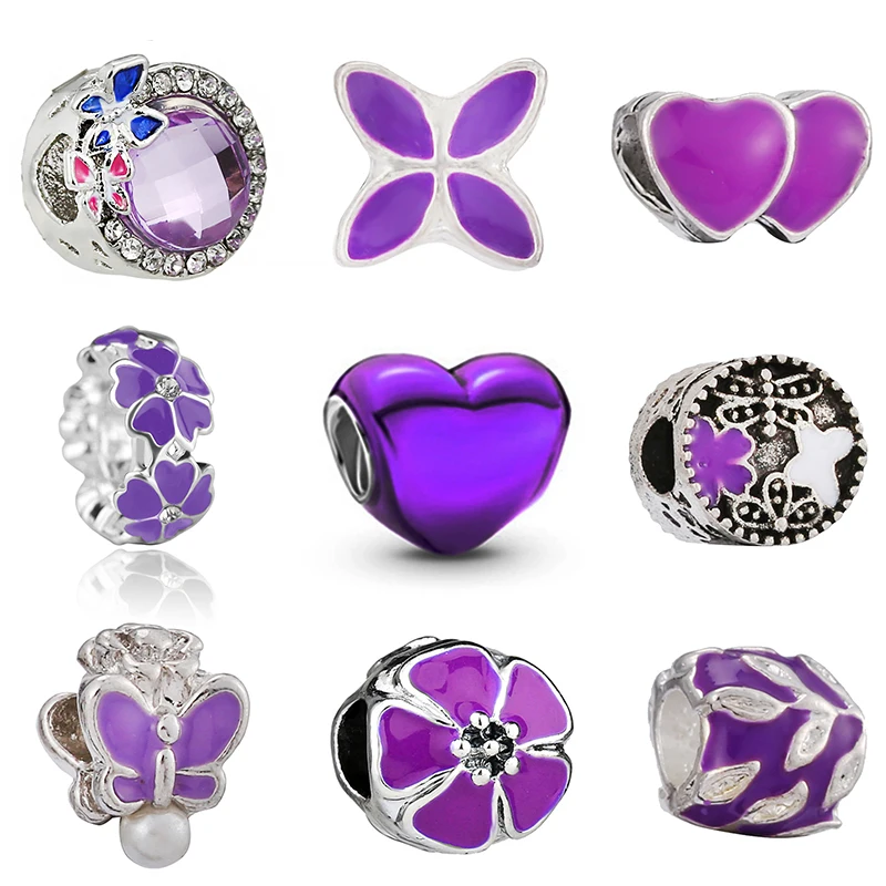 

New Ins Girl Heart Dripping Oil Love Beads Temperament Purple Beautiful Pendant Jewelry Purple Accessories Girlfriend Gift