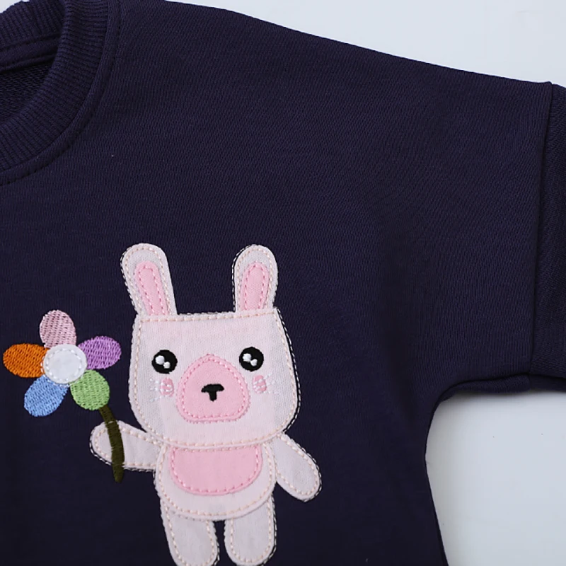 2025 Autumn Spring Baby Girls Kids Clothes Children's Clothing Embroidery Cartoon Rabbits Flowers Sweatshirts