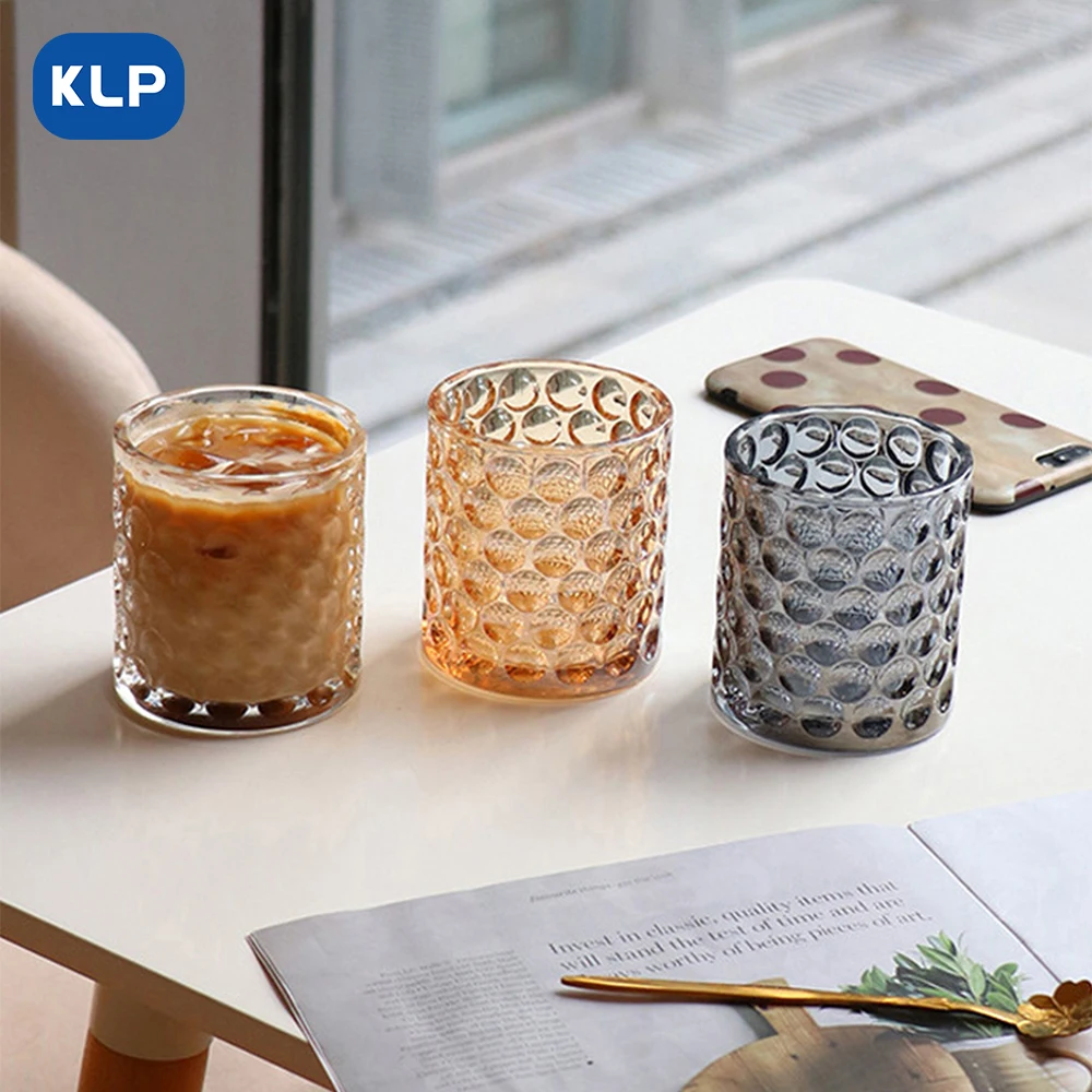 KLP Glasses Drinking glasses for home kitchen dining room office desktop Three color options clear amber anthracite