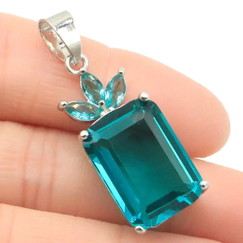 5g Customized 925 SOLID STERLING SILVER  PENDANT Pretty Golden Citrine Red Blood Ruby Rich Blue Aquamarine  Violet Tanzanite Lad
