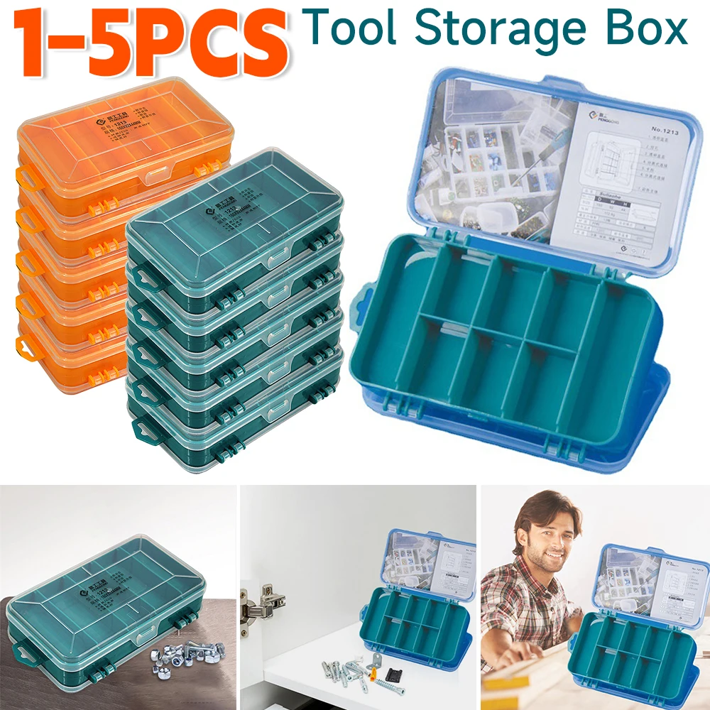 1-5PCS Double-Side Tool Box Plastic Fishing Tackle Storage Box Hardware Organizer Storage Case for Nuts/Bolts/Screws/Nails 2