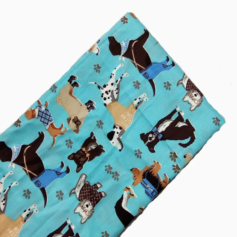 Adorable Blue Grey Cartoon Various Vivid Dogs Printed 100 Cotton